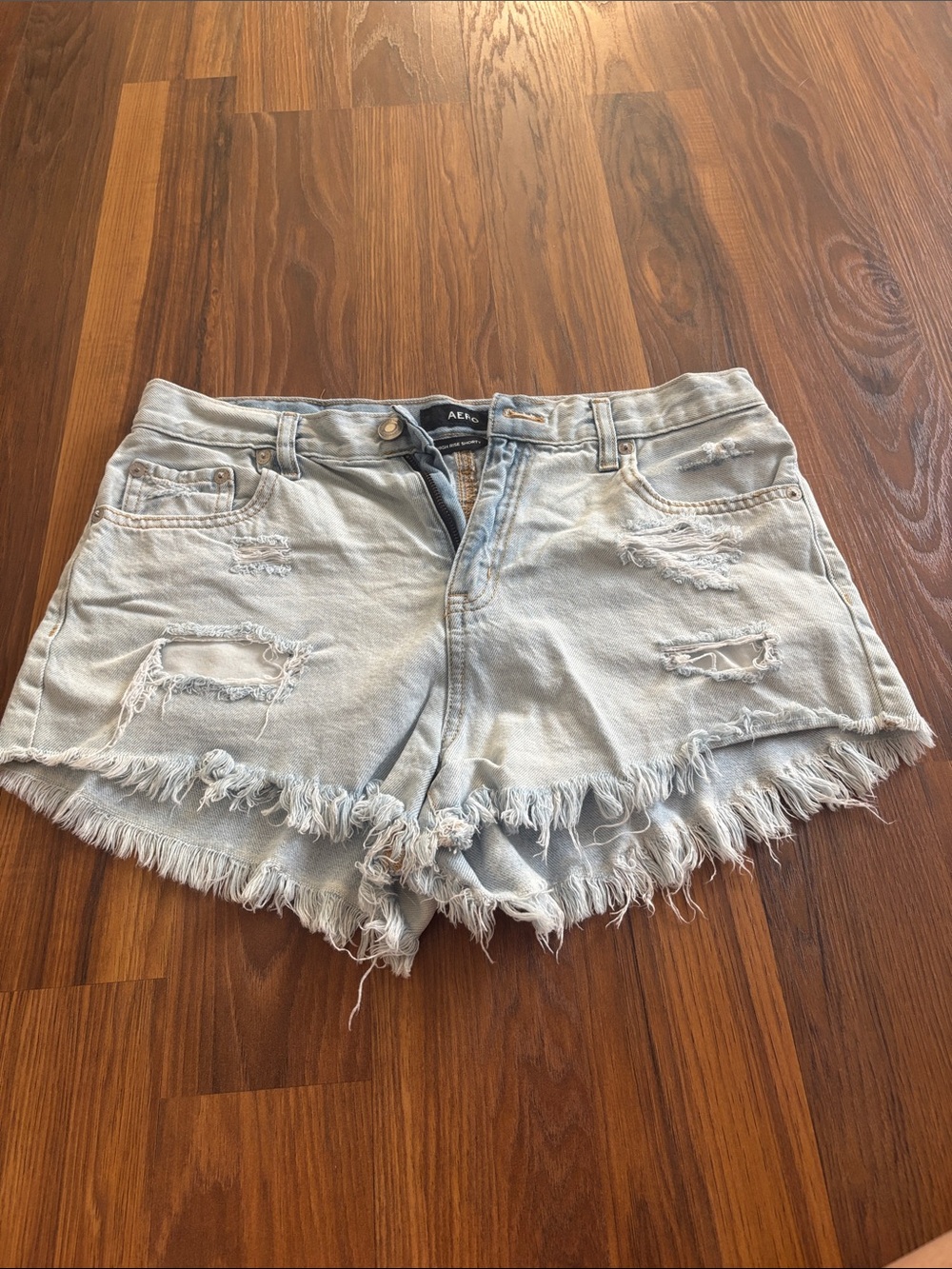 Aeropostale Light Blue Distressed Denim Cutoff Shorts